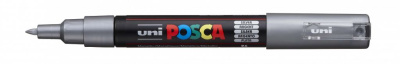 Маркер UNI "POSCA" PC-1M, 0,7 мм, наконечник пулевидный, цвет серебряный