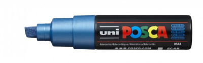 Маркер UNI "POSCA" PC-8K, до 8,0 мм, наконечник скошенный, цвет синий металлик
