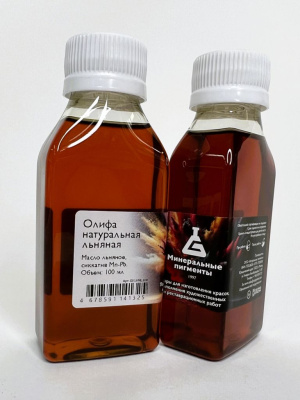 Олифа натуральная льняная "Минеральные пигменты" флакон 100 мл