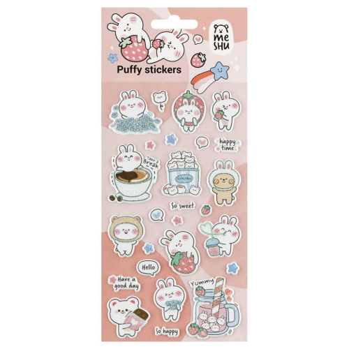 Наклейки объемные MESHU "Bubble bunny", 10*23 см, пакет европодвес