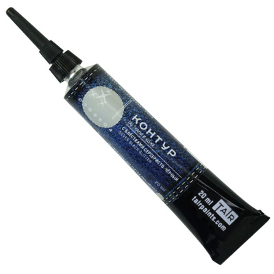 Контур по ткани и коже Таир, туба 20 мл, Серебристо-черный с блестками