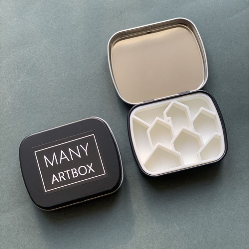 Палетка для красок "Домики" 6х5 см, цвет черный, пластик белый