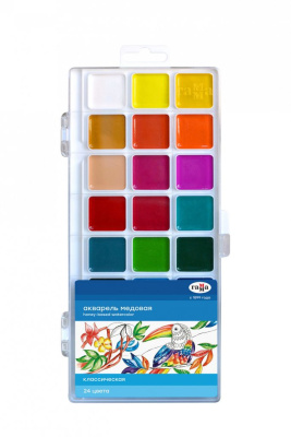 Набор акварели Гамма "Классическая" медовая, 24 цвета, без кисти, европодвес, пластик