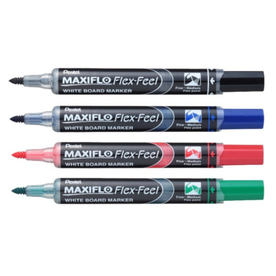 Маркер для досок с жидкими чернилами и кнопкой подкачки чернил Pentel "Maxiflo" 1-5 мм, черный