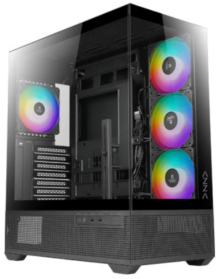 Корпус ATX Azza TIARA без БП, боковая панель из закалённого стекла, 2*USB 3.0, USB 3.1