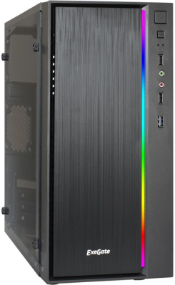 Корпус mATX Exegate mEVO-9301 EX283749RUS minitower, 500NPX, 120mm, с окном, 2*USB+1*USB3.0, HDAudio, black-RGB light