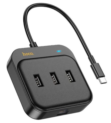 Разветвитель Hoco HB35 USB-C 4порт. черный