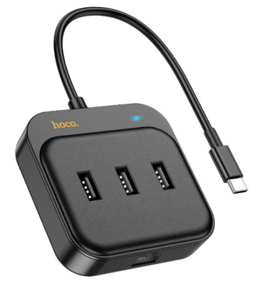 Разветвитель Hoco HB35 USB-C 4порт. черный