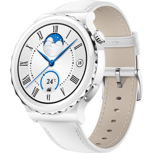 Умные часы  HUAWEI Watch GT 3 Pro, белый керамический корпус с серебряным безелем