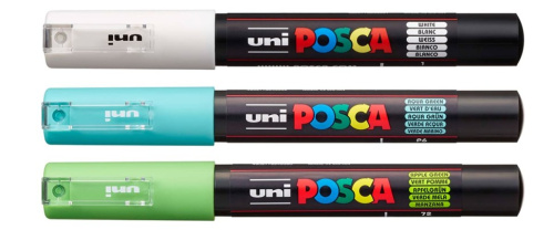 Набор маркеров POSCA PC-1M, 3 шт, белый/морская волна/зеленое яблоко, в блистере