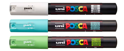 Набор маркеров POSCA PC-1M, 3 шт, белый/морская волна/зеленое яблоко, в блистере