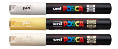 Набор маркеров POSCA PC-1M, 3 шт, белый/слоновая кость/соломенно-желтый, в блистере