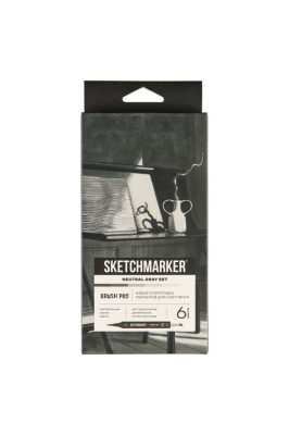 Набор маркеров Sketchmarker "Brush Pro Neutral Gray Set" 6 цветов в картонной упаковке
