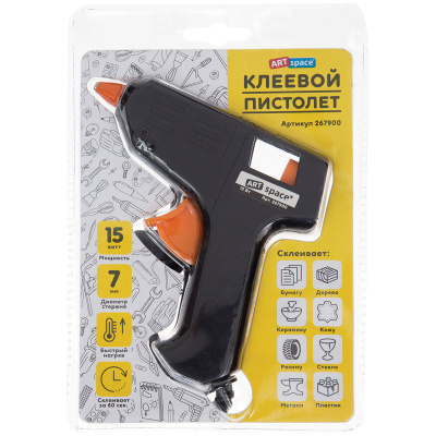 Клеевой пистолет ArtSpace, 15Вт для стержня 7 мм, блистер