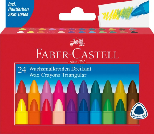 Набор мелков восковых Faber-castell 24 цв трехгранные в картоне