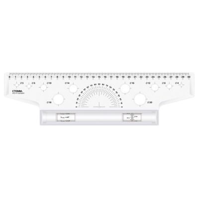 Рейсшина СТАММ 30 см, металлический ролик, картонная коробка