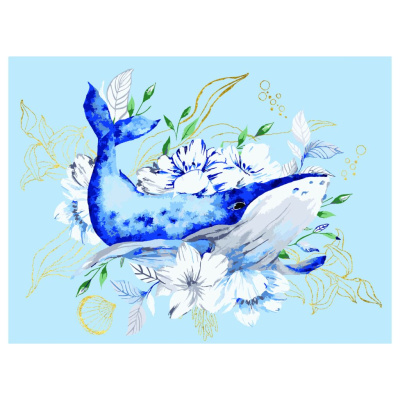 Картина по номерам на холсте ТРИ СОВЫ "Кит" 30*40 см, с поталью, акриловыми красками и кистями