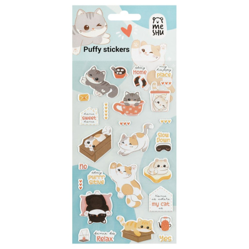 Наклейки объемные MESHU "Funny kitty", 10*23 см, пакет европодвес