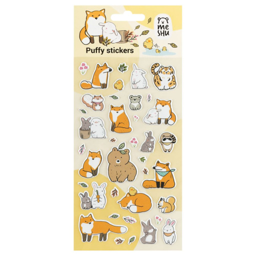 Наклейки объемные MESHU "Forest animals", 10*23 см, пакет европодвес