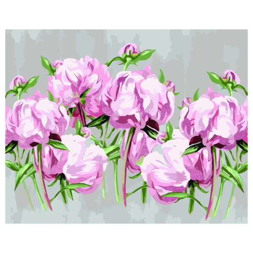 Картина по номерам на холсте ТРИ СОВЫ "Пионы" 40*50 см, с поталью, акриловыми красками и кистями