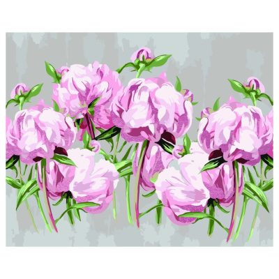 Картина по номерам на холсте ТРИ СОВЫ "Пионы" 40*50 см, с поталью, акриловыми красками и кистями