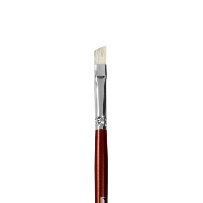 Кисть щетина №6 плоская скошенная Альбатрос "Студио" длинная ручка