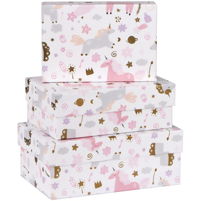 Набор прямоугольных коробок 3в1, MESHU "Unicorns", (19*12*7,5-15*10*5 см)