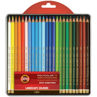 Набор карандашей цветных Koh-I-Noor "Polycolor Landscape 3824" 24 цв, заточен., метал. пенал