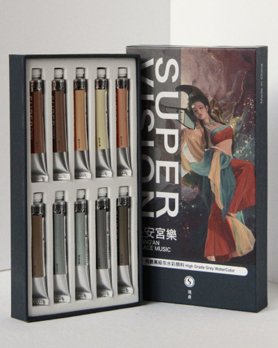 Набор акварели традиционной китайской Super Vision "Chang'an palace music" 10 цв*8 мл туба в картонн