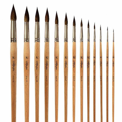 Кисть соболь №8 круглая Альбатрос "Аврора" длинная ручка