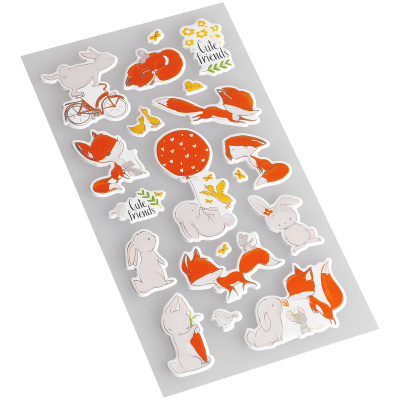 Наклейки объемные MESHU "Fox & bunny", 10*24см, 19 наклеек
