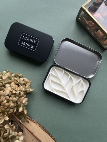 Палетка для красок "Ботаника" 6х9 см, цвет черный, пластик белый