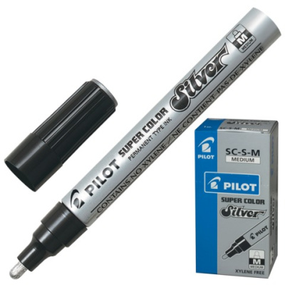 Маркер лаковый Pilot 2 мм, с круглым наконечником, серебро