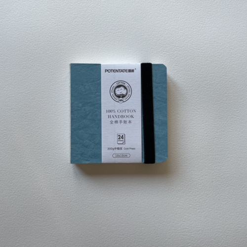 Скетчбук для акварели Potentate 10x10 см 24 л 300 г, 100% хлопок, синий