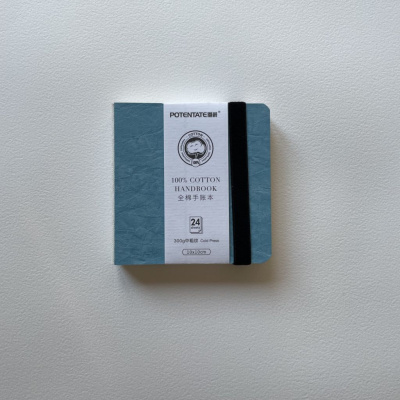 Скетчбук для акварели Potentate 10x10 см 24 л 300 г, 100% хлопок, синий