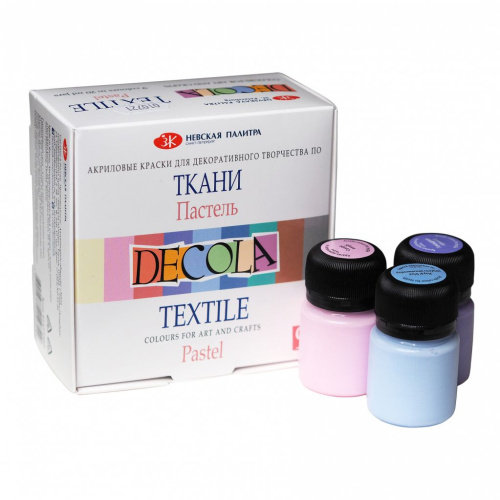Набор акриловых красок по ткани "Decola" 9 цв 20 мл "Пастель"