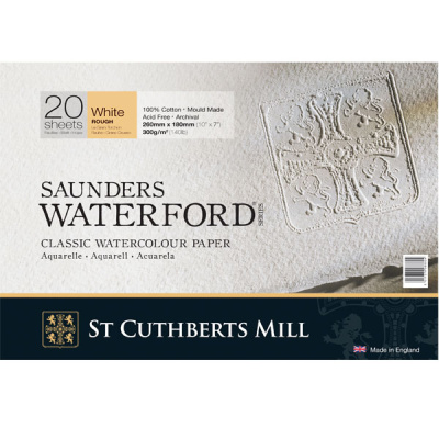 Альбом-склейка для акварели Saunders Waterford Rough крупное зерно 26х18 см 20 л 300 г белый