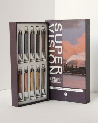 Набор традиционной китайской акварели Super Vision "Sunset travel" 10 цв*8 мл туба в картонной коробке