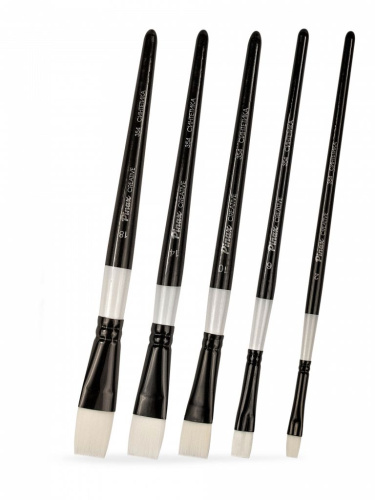 Набор кистей белая синтетика Pinax "CREATIVE White Taklon" плоские 5 шт