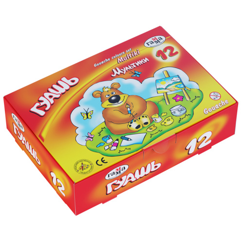 Набор гуаши Гамма "Мультики" 12 цв*20 мл, картон. упак.