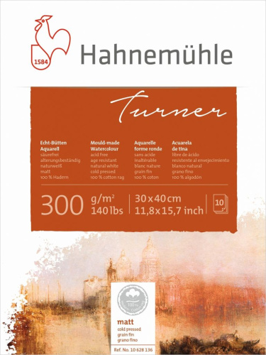 Альбом-склейка для акварели Hahnemuhle "William Turner" 30x40 см 10 л 300 г, хлопок 100%, м/з