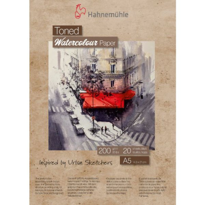 Альбом-склейка для акварели Hahnem?hle "Toned" А5 20 л 200 г, целлюлоза 100%, мел. зерно, бежевый