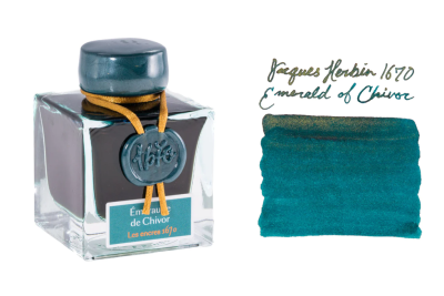 Чернила в банке Herbin Prestige 1670, 50 мл, Emeraude de Chivor Сине-зеленый с золотыми блестками