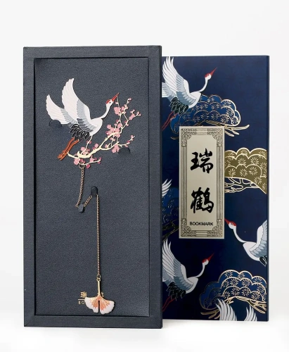 Закладка для книг с подвеской "Журавль благополучия" (металл)