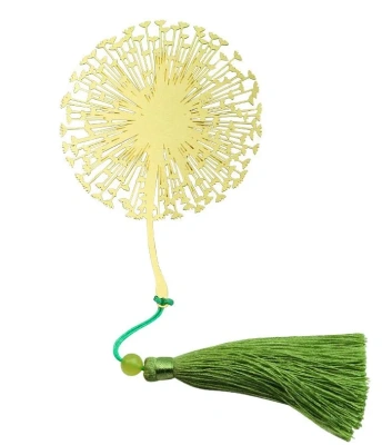 Закладка для книг с кисточкой "Воздушный одуванчик" (латунь, нейлон)