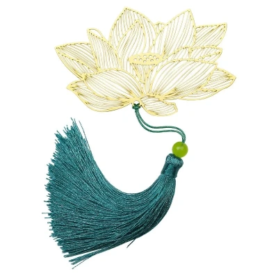 Закладка для книг с кисточкой "Благородный лотос" (латунь, нейлон)