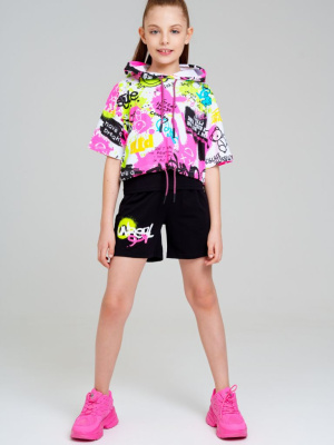 Комплект трикотажный для девочек: майка, шорты, фуфайка (футболка)