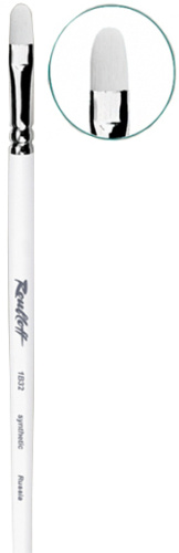 Кисть синтетика белая №16 овальная Живописные кисти "1B32" длинная ручка