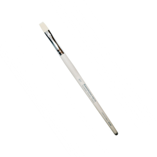 Кисть синтетика белая №8 плоская Живописные кисти "1В22W" короткая ручка