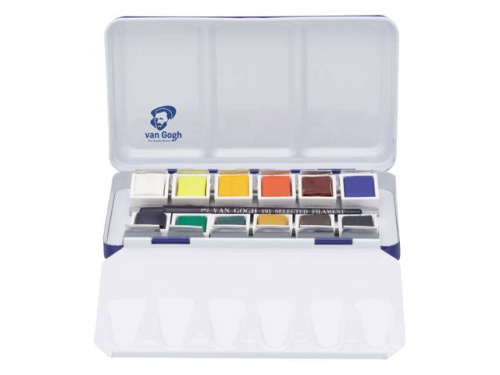 Набор акварели Talens "Van Gogh" National Gallery 12 цв в кюветах, металлическая коробка